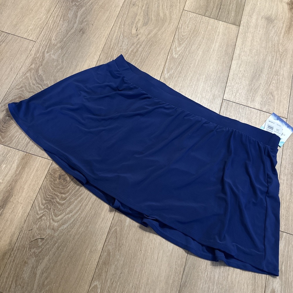American Beach Women's Plus Size 22W Marine Blue Swim‎ Skirt NEW